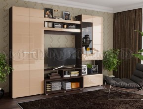 Гостиная Нэнси (МДФ) Капучино глянец/ Венге в Асбесте - asbest.mebel-e96.ru